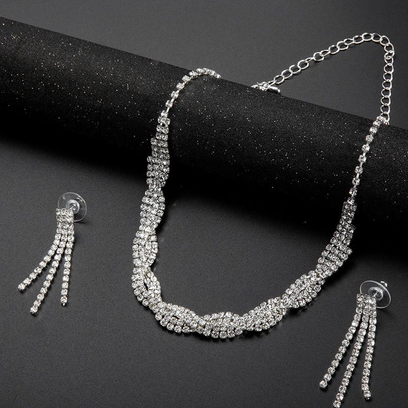 Necklace Earring Set Crystal And Diamond Bridal Jewelry Manufacturer
