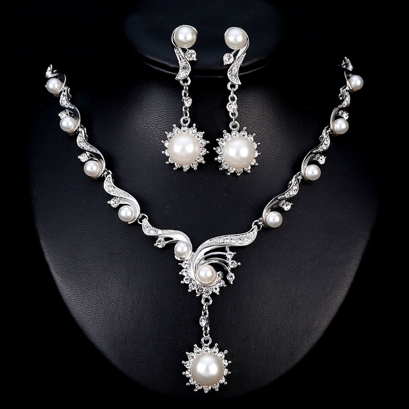 Rhinestone Pearl Set Bridal Jewelry Manufacturer