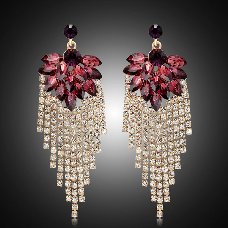 Dazzling Crystal Earrings Long Tassel Super Flash Earrings Manufacturer