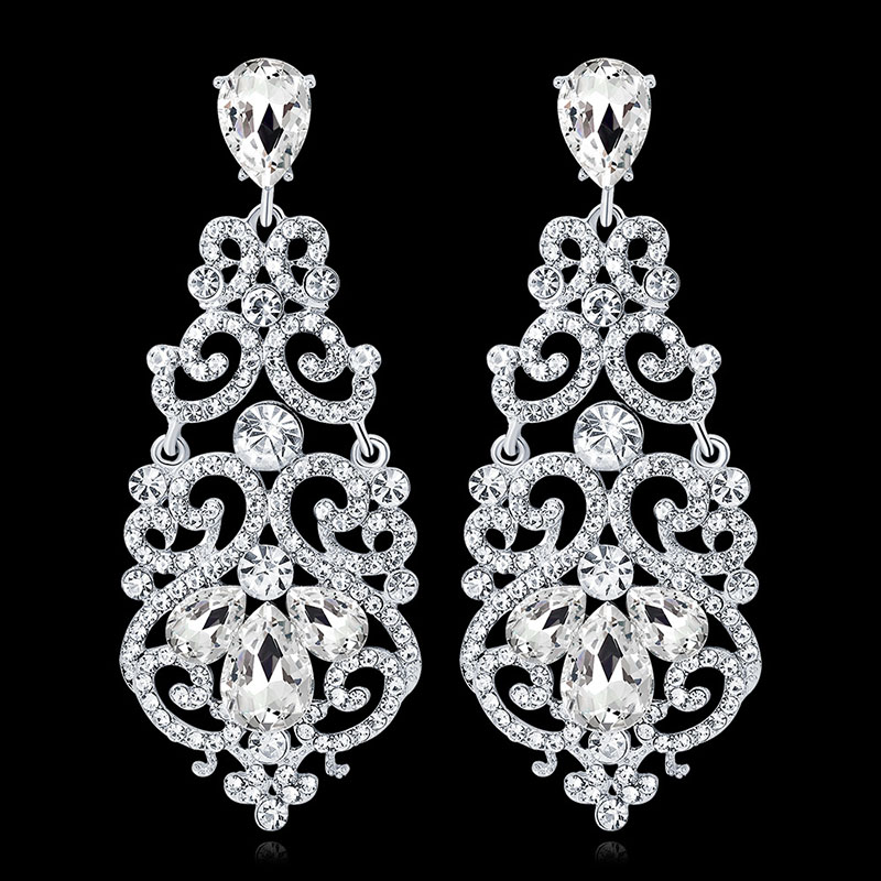 Fashion Alloy Full Diamond Crystal Drop Earrings Manufacturer