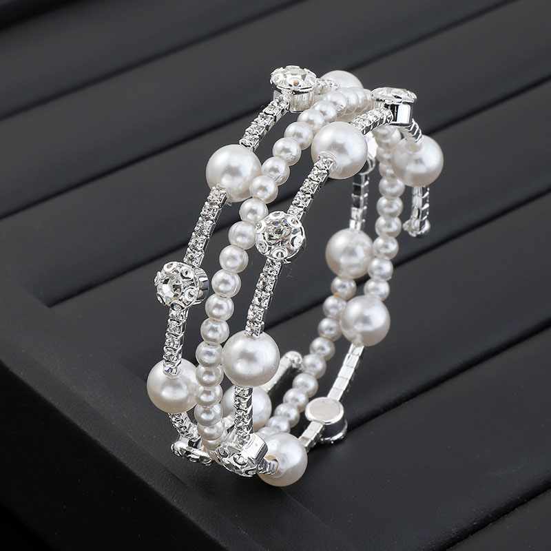 Temperament Rhinestone Pearl Multi-layer Bracelet Wrap Bracelet Supplier