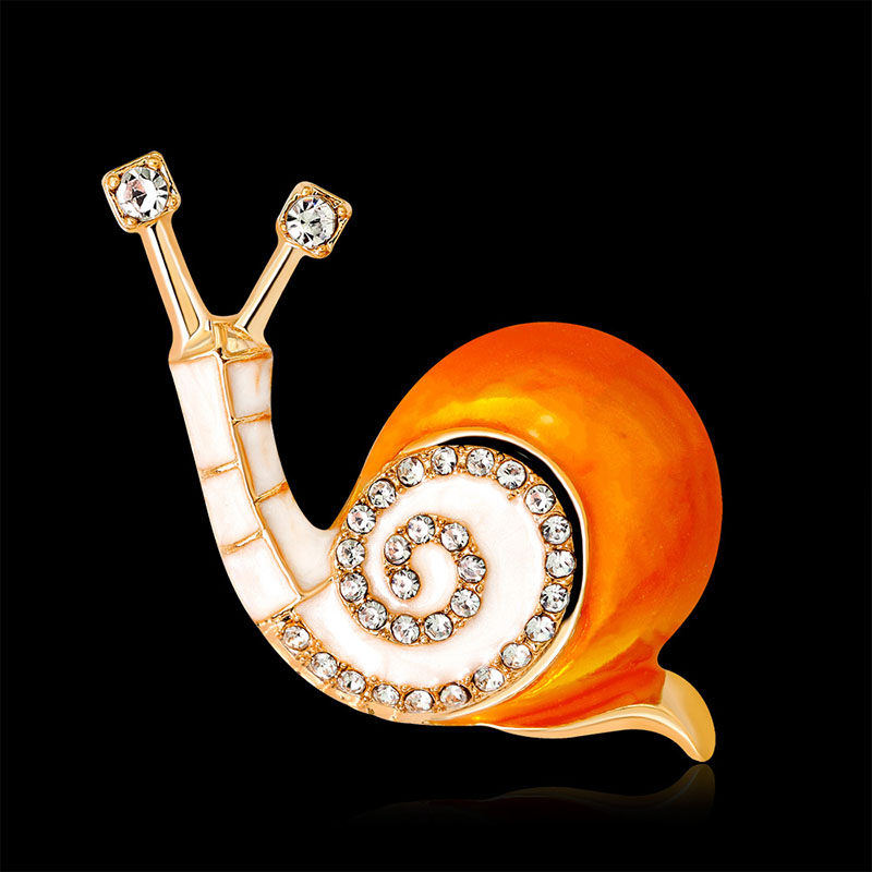 Wholesale Fashion Cute Diamond Drip Oil Snail Brooch