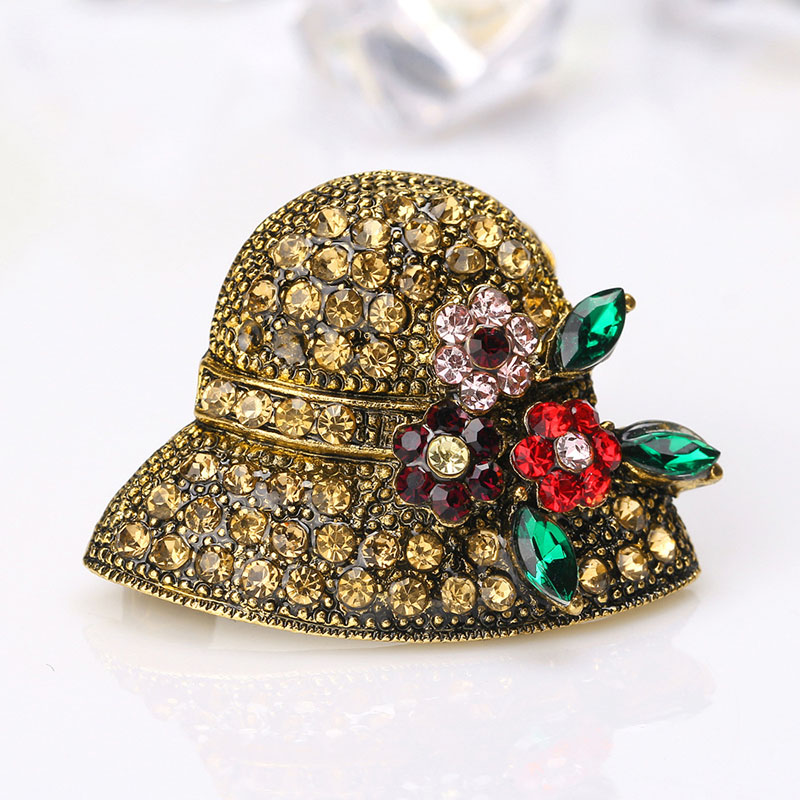 Wholesale Popular Vintage Brooch Fashionable And Versatile Ladies Bowler Hat Corsage