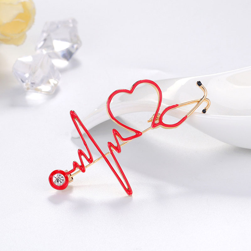 Wholesale Hundred And One Ladies Electrocardiogram Drip Oil Brooch