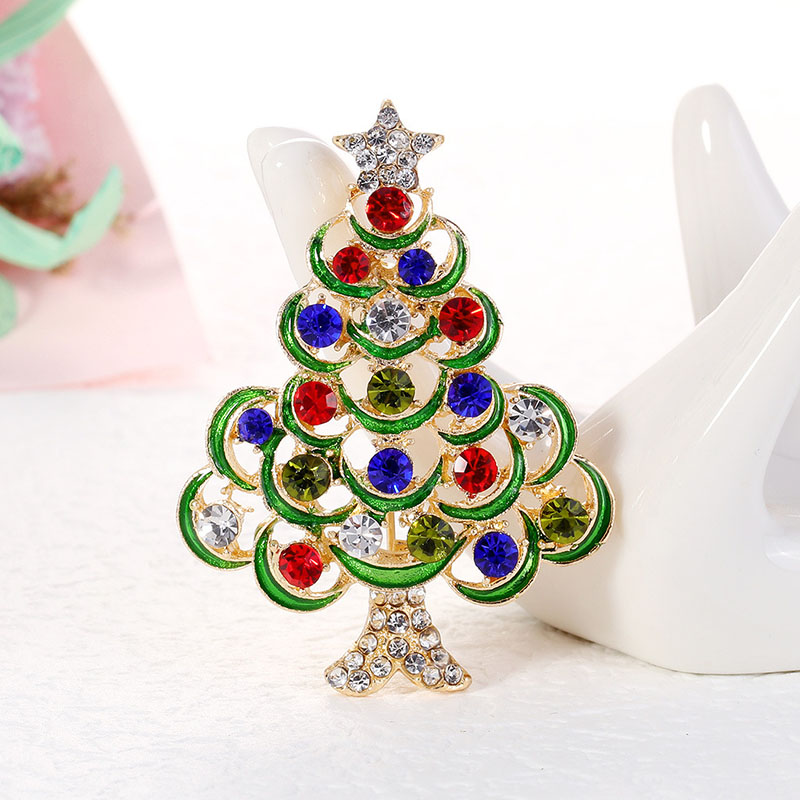 Wholesale Vintage Christmas Tree Brooch With Diamonds