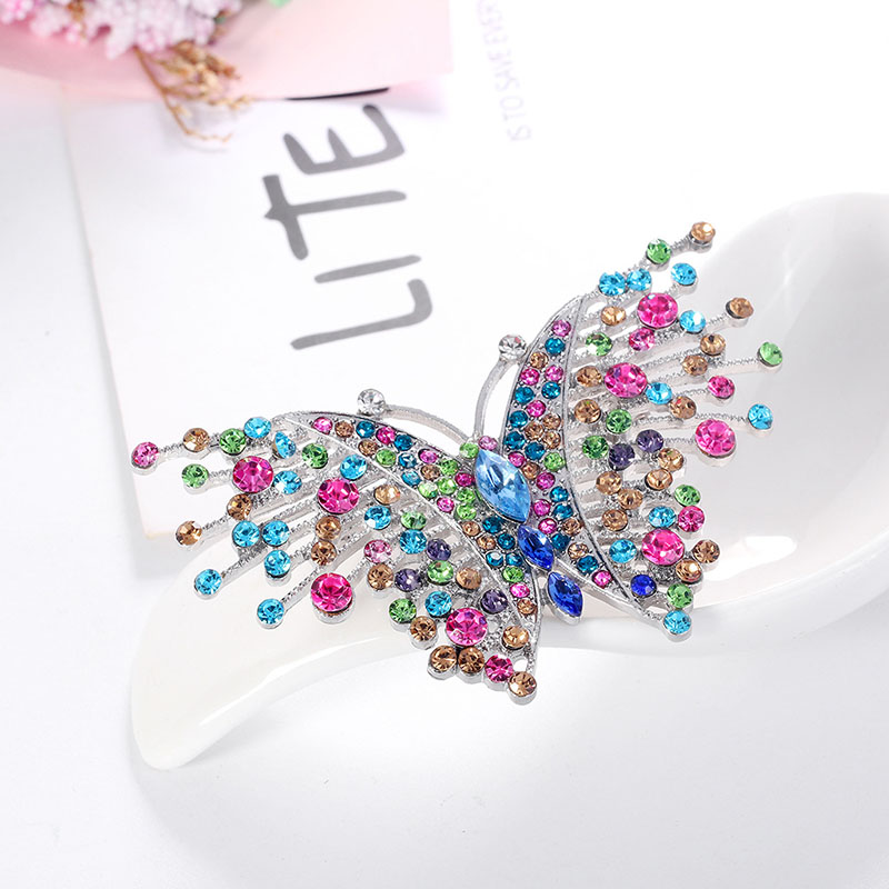 Wholesale Butterfly Exaggerated Brooch Creative Colorful Rhinestone Insect Corsage