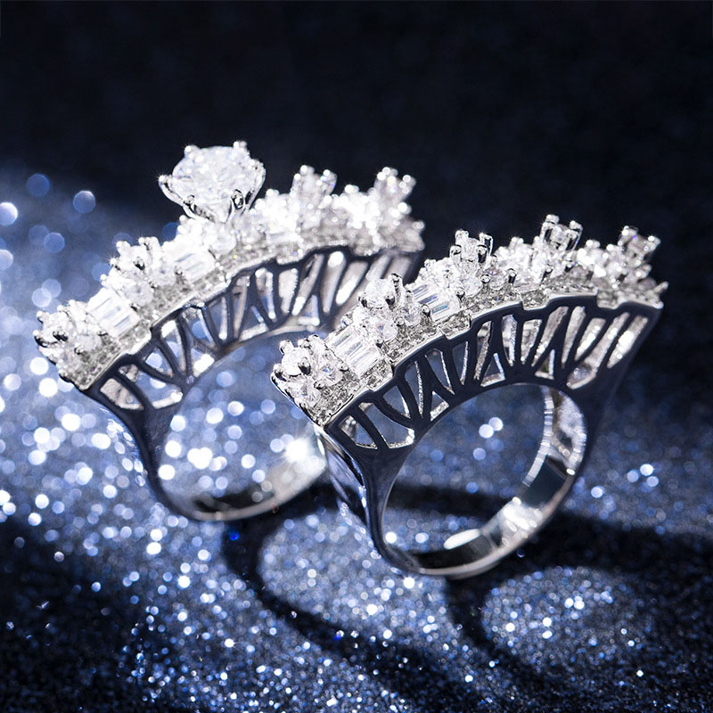 Zircon Pair Ring Exquisite Full Diamond Ring Supplier