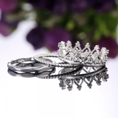 Fashion Silver Plated Crown Detachable Trinity Set Ring Distributor
