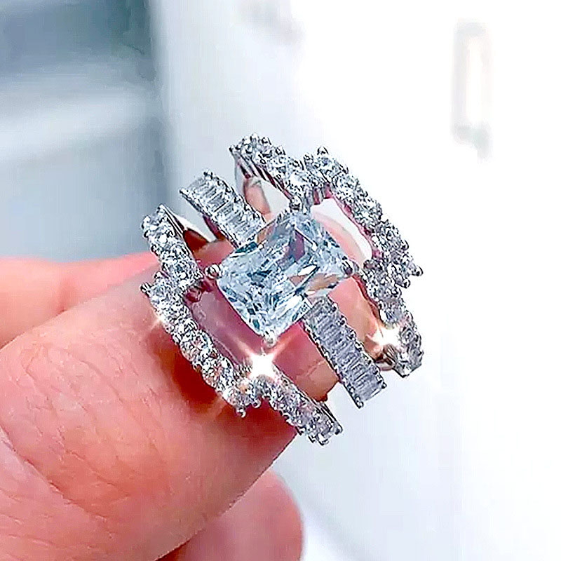 Fashion Ol Full Diamond Three Piece Ring Set Distributor