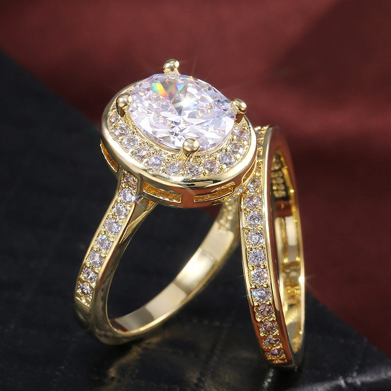 Wholesale Jewelry Zirconium Plated Real Gold Couple Rings For Men And Women