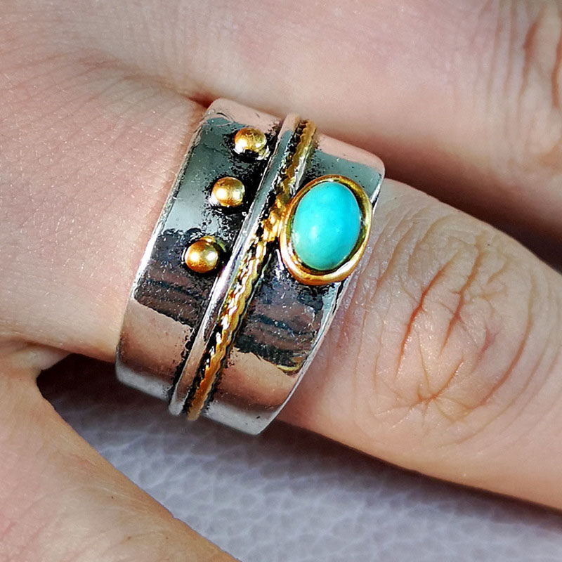 Wholesale Jewelry Luxury Inlaid Turquoise Party Wedding Ring