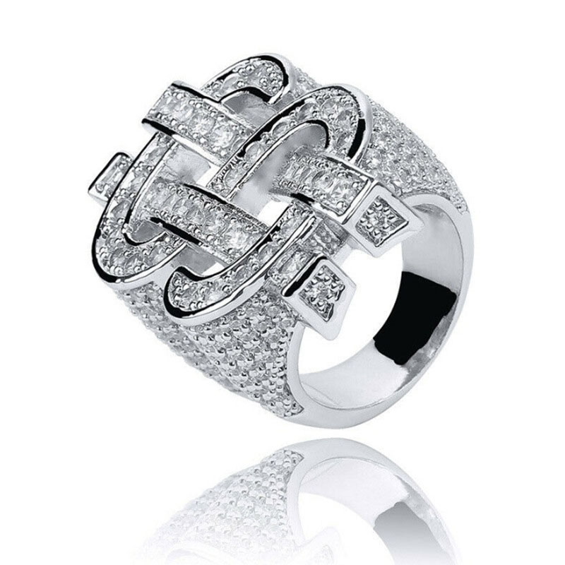Wholesale Alloy Openwork Dollar Sign Hip Hop Ring