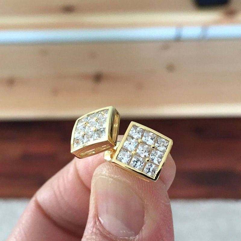 Simple Square Full Diamond Gold-plated Earrings Light Luxury Wind Design Earrings Manufacturer