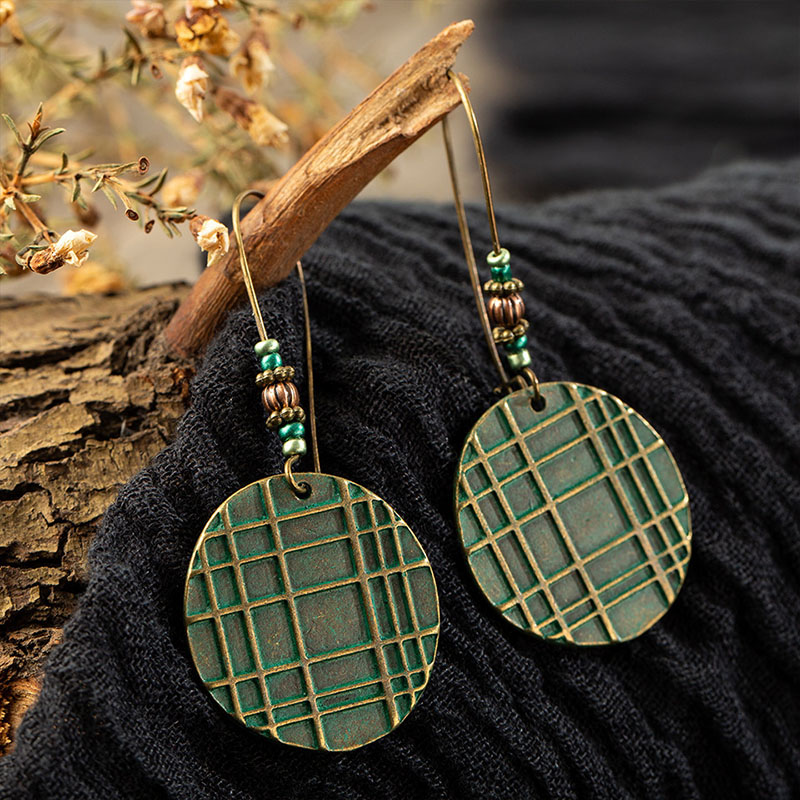 Geometric Round Striped Alloy Dangling Creative Earrings Manufacturer