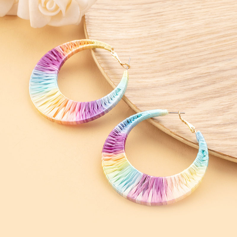 Exaggerated Colorful Winding Earrings Female Temperament Exaggerated Retro Ethnic Wind Earrings Distributor