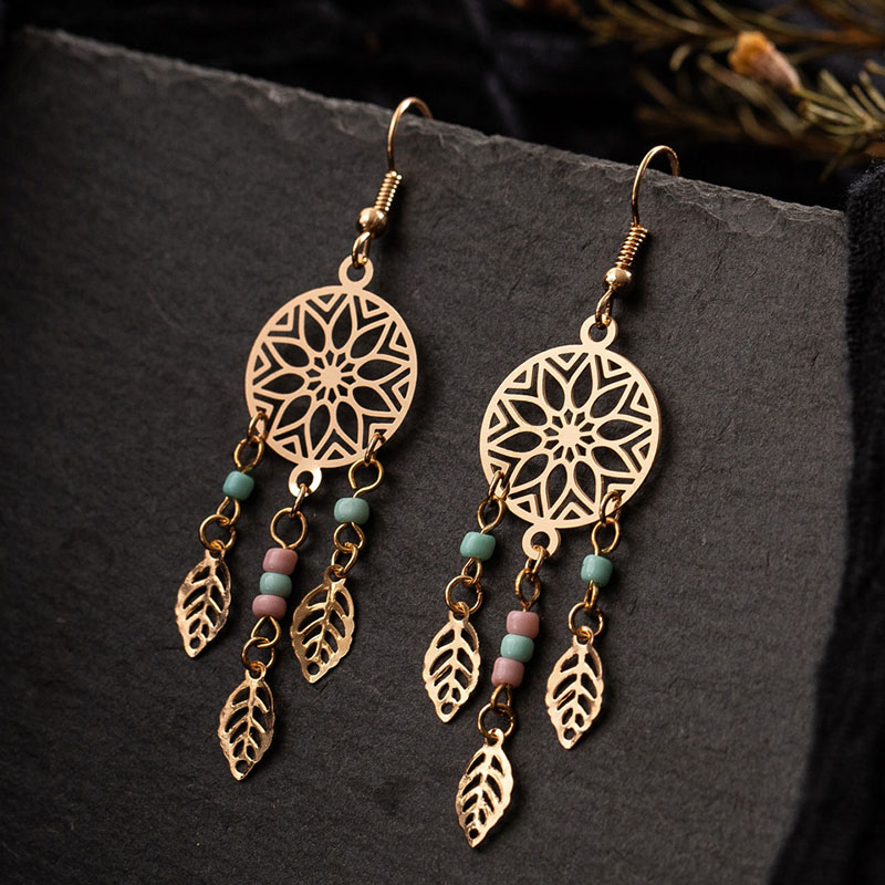 Ethnic Alloy Hollowed Out Floral Tassel Earrings Manufacturer