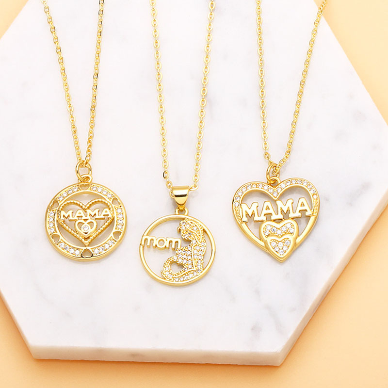 Mama Love Pendant Simple Diamond Studded Mom Necklace Manufacturer
