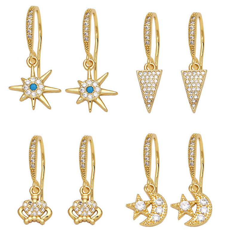 Diamond-studded Star Moon Earrings Simple Love Crown Manufacturer