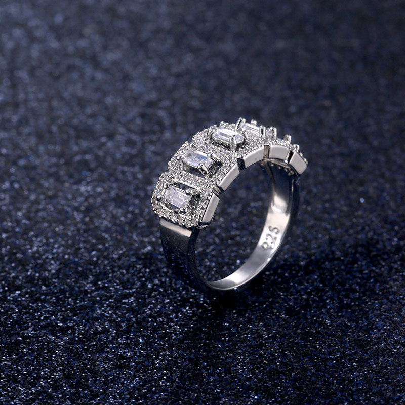 Fashionable Large Row Zirconium Diamond Copper Ornament Ring Supplier