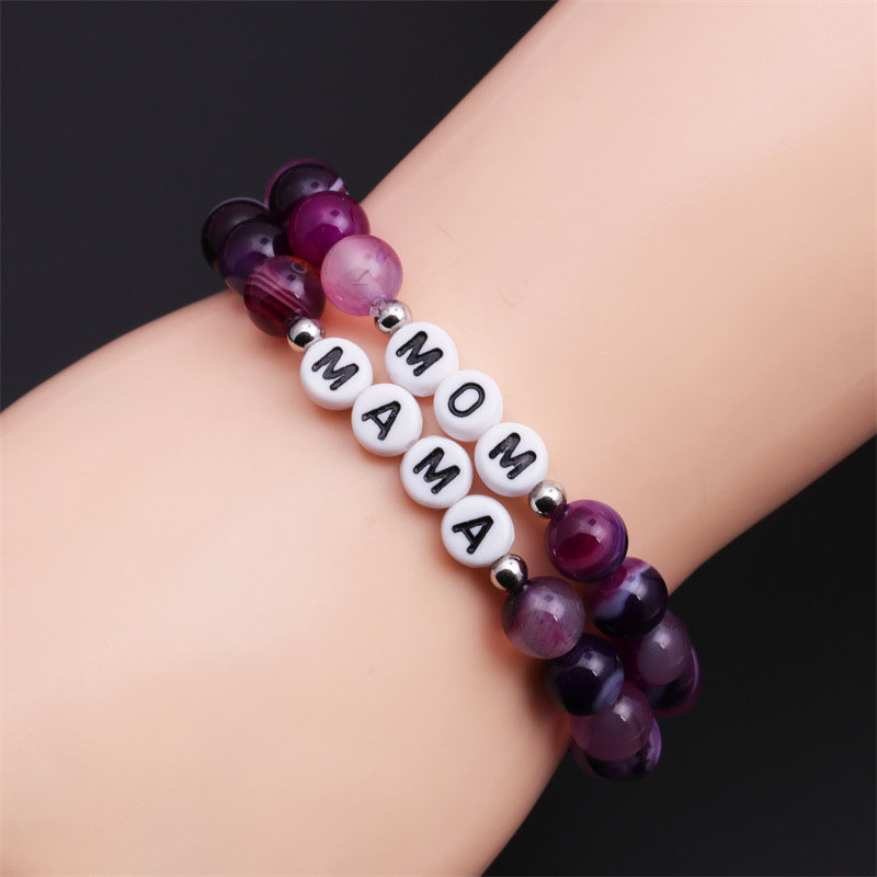 Simple Purple Lines Agate Bead Bracelet Mom Bead Bracelet Manufacturer