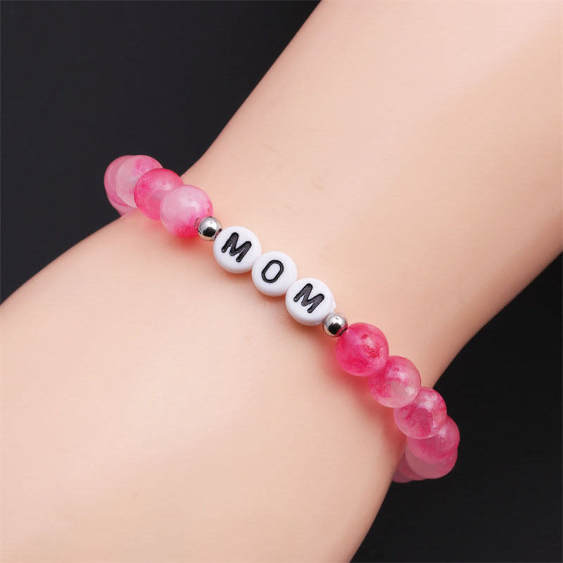 Natural Stone Beaded Peach Pink Mom Beaded Bracelet Manufacturer