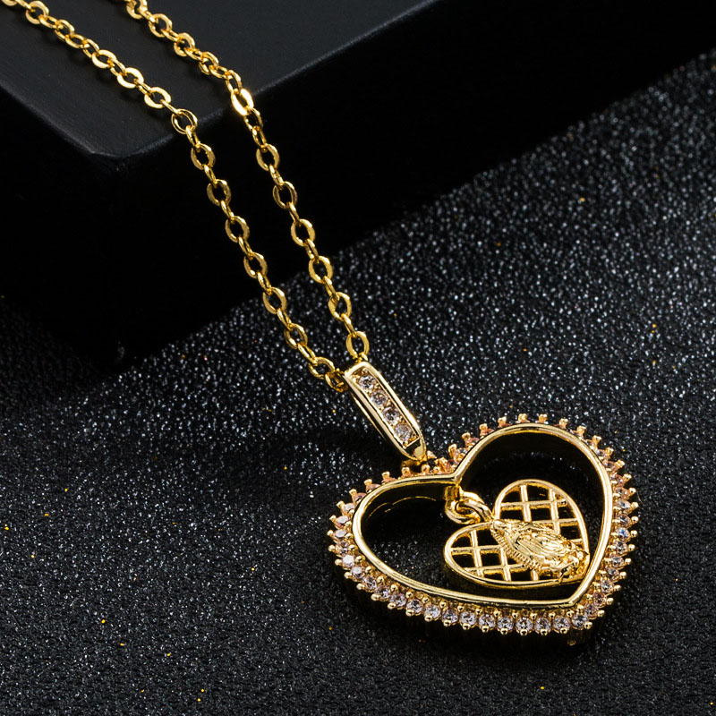Heart-shaped Pendant Necklace Simple Diamond-set Love Madonna Necklace Manufacturer