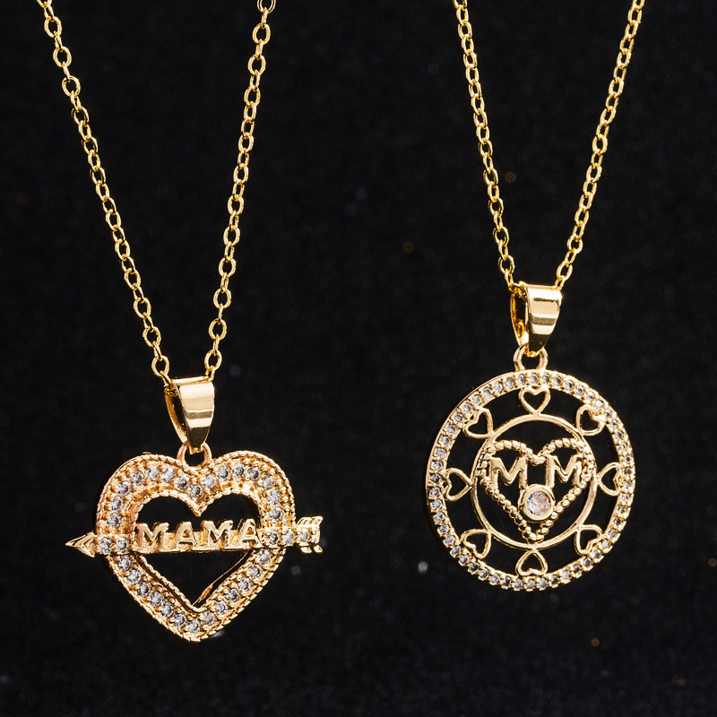 Copper Micro-set Zirconia Mama Heart-shaped Pendant Necklace Manufacturer
