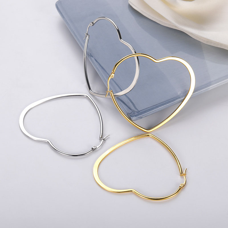 Stainless Steel Heart Exaggerated Personality Earrings Manufacturer