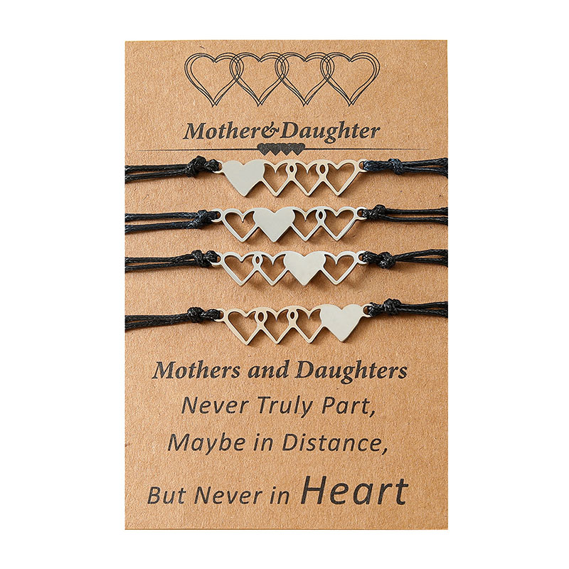 Wholesale Creative Stainless Steel Heart Shaped Braided Card Bracelet Set