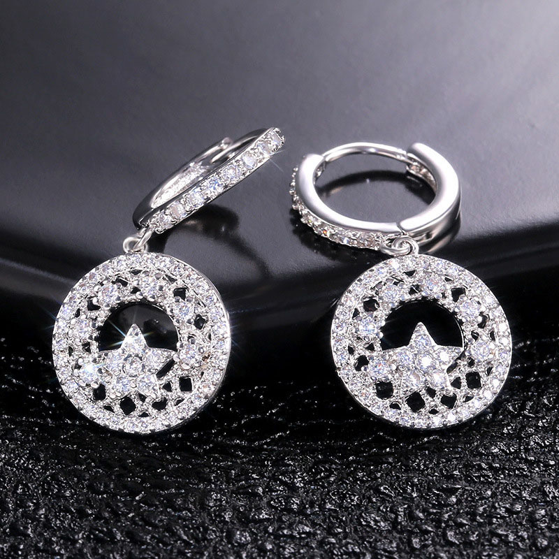 Fashion Hollow Carved Flower With Zirconium Diamond Earrings Distributor