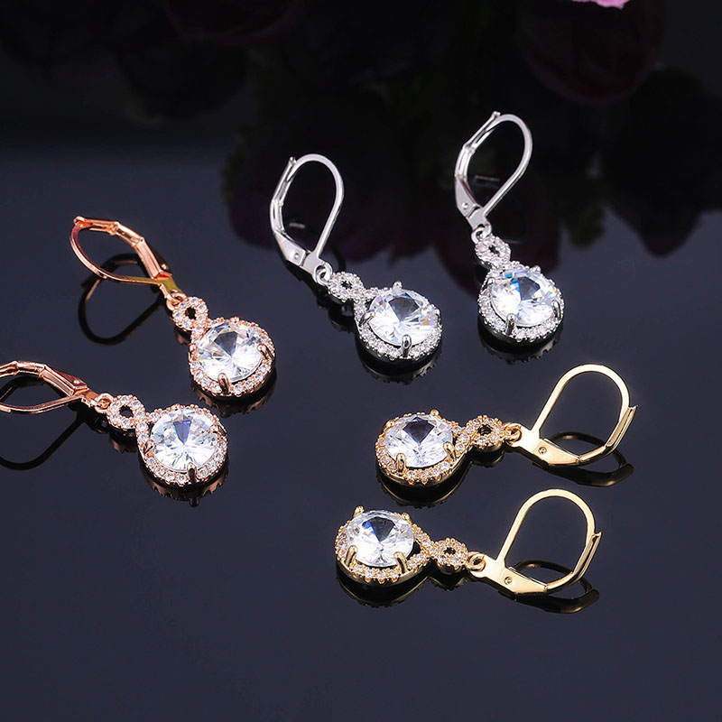Wholesale Jewelry High-grade Copper Plated Zircon Earrings Exquisite Ladies Earrings