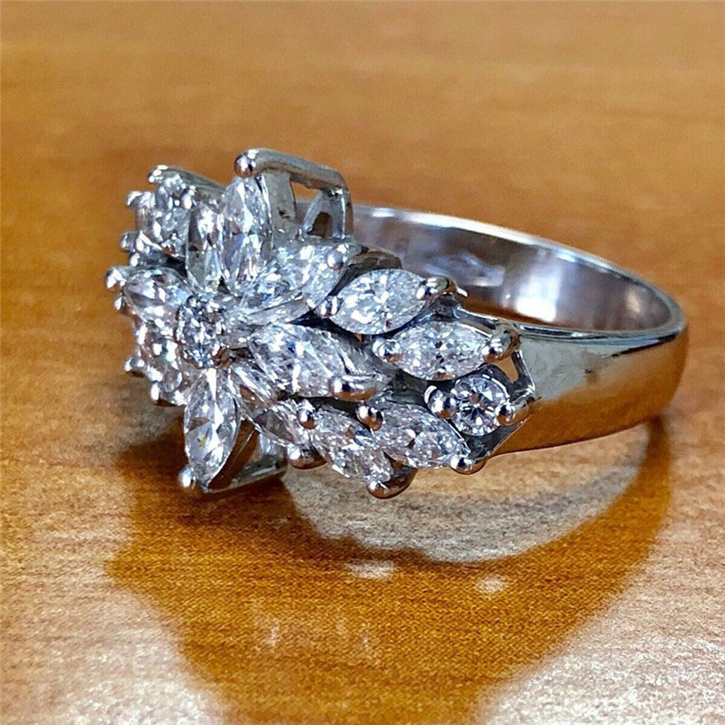 Delicate Floral Full Diamond Zircon Ring Supplier