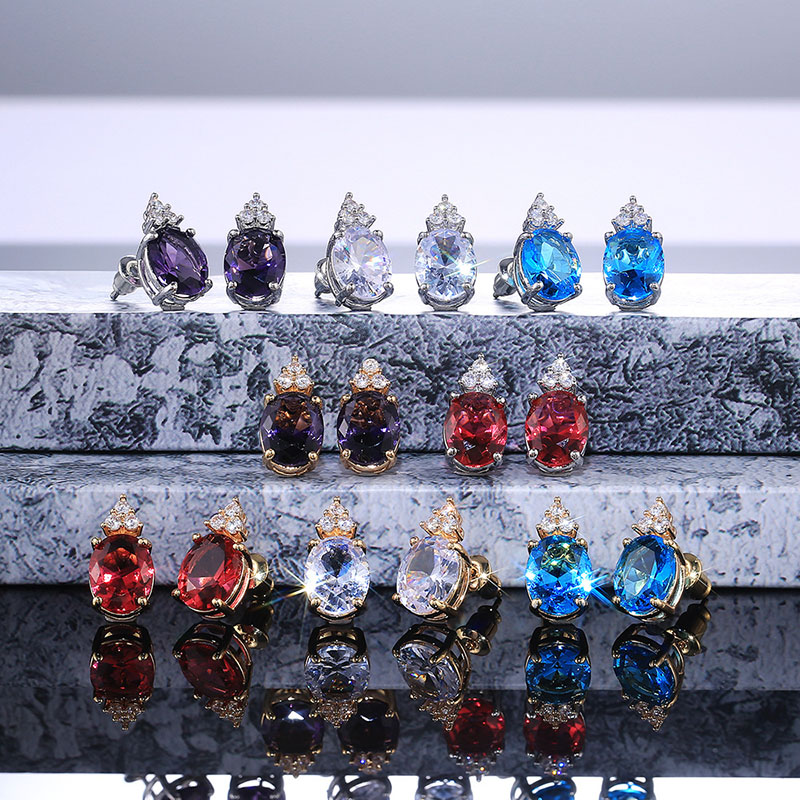 Wholesale Jewelry Oval Zirconia Earrings Fashion Ol Accessories