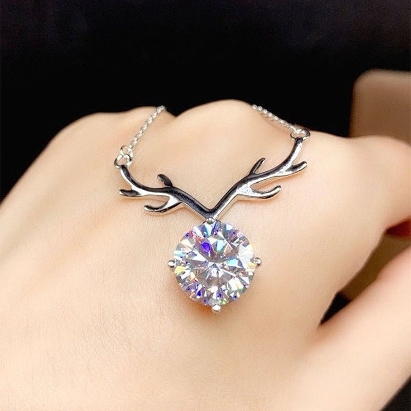Wholesale Jewelry Elk Antlers Eight Hearts And Eight Arrows Zircon Pendant Necklace Christmas