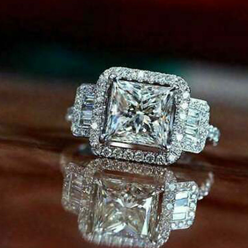 Wholesale Jewelry Luxury Square Diamond Zirconia Ring Rings