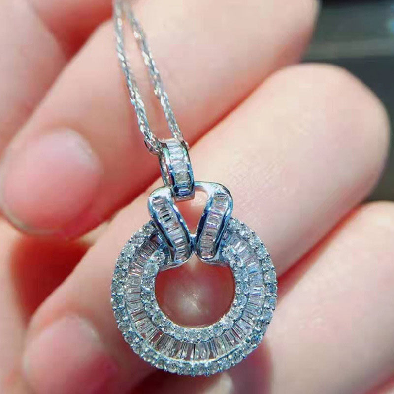 Wholesale Jewelry Light Luxury T-shaped Diamond Zircon Pendant Clavicle Chain