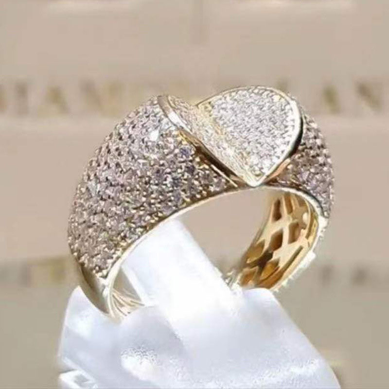 Wholesale Jewelry Fashion Heart With Full Diamond Sparkling Ring