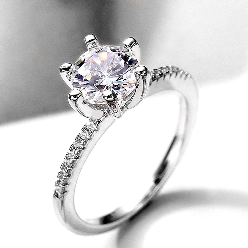 Classic Six Claw Carat Diamond Ring Engagement Proposal Zirconia Ring Distributor