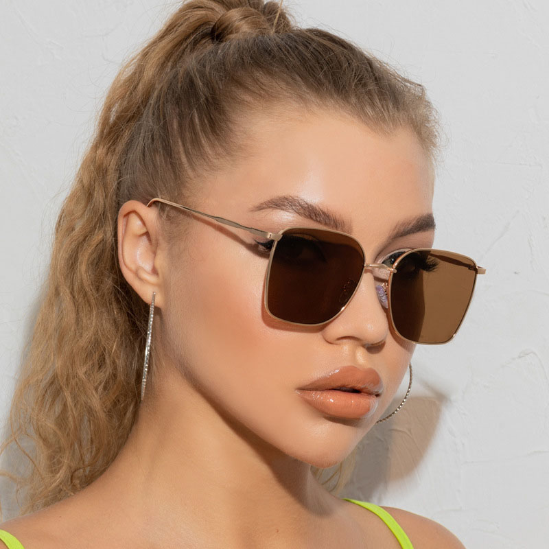 Fashion Square Sunglasses Metal Large Frame Supplier
