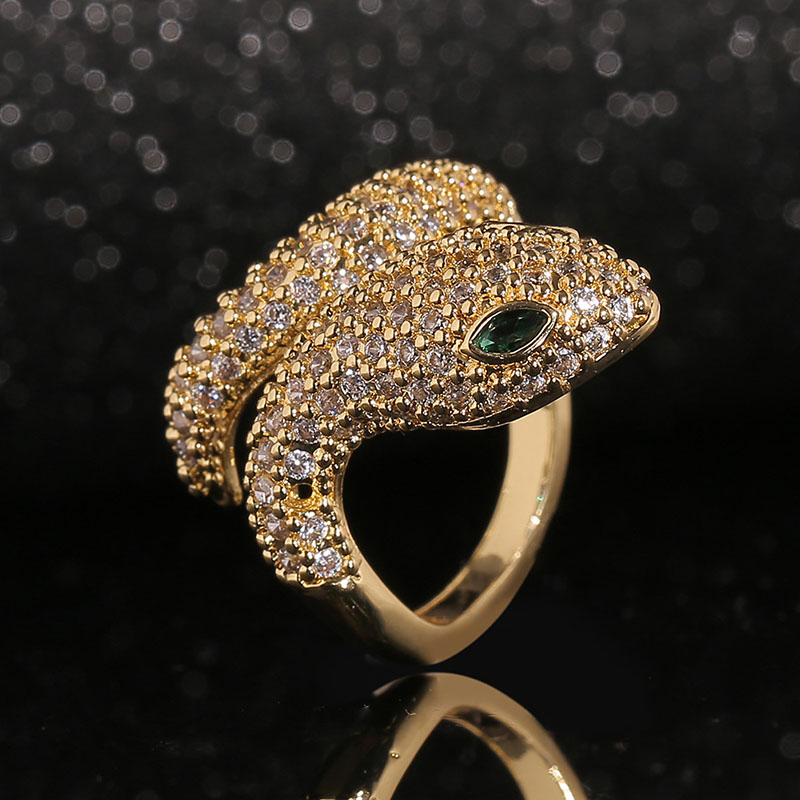 Hipster Exaggerated Snake Ring Copper With Real Gold Plated Zirconia Manufacturer