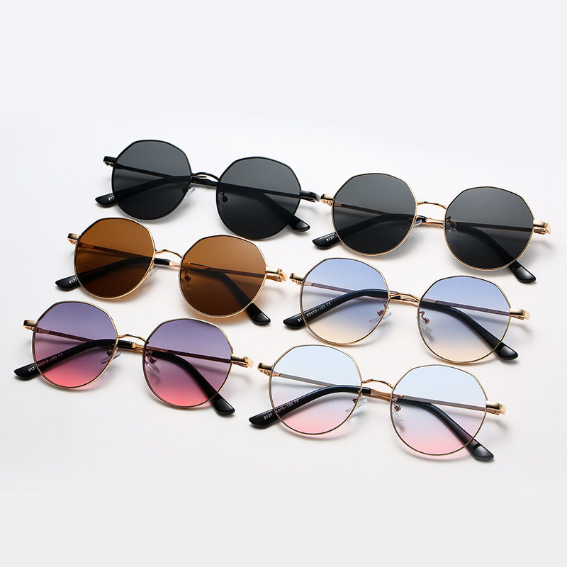Fashion Round Sunglasses Gradient Colour Metal Cut Edge Distributor