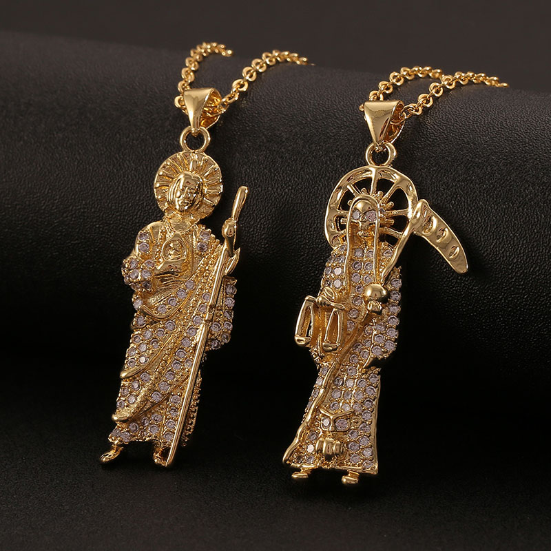 Cold Light Copper Plated Real Gold Death Jesus Pendant Hip Hop Necklace Manufacturer