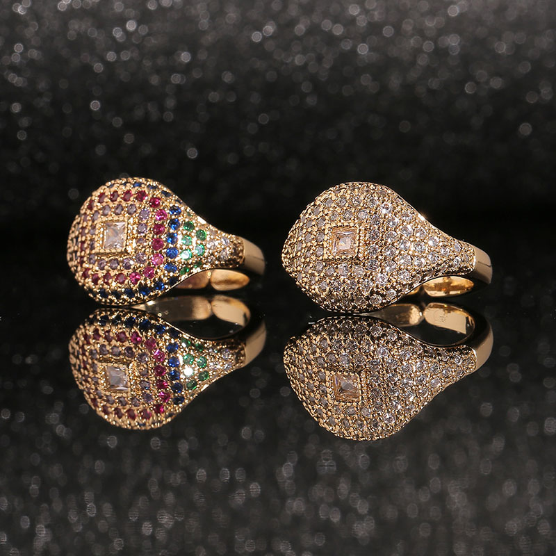 Fashion Hand Jewelry Copper Plated Real Gold Inlaid Zirconia Ring Manufacturer