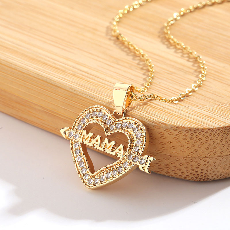 Mother's Day Jewelry Heart-shaped Mama Pendant Micro-encrusted Zirconia Light Luxury Manufacturer
