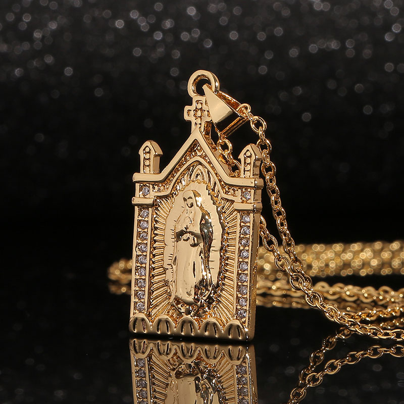 Virgin Mary Of The Cross Pendant Copper Plated 18k Gold Women's Necklace Manufacturer