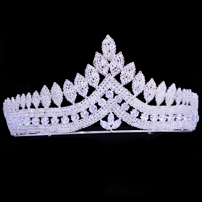 Micro-set Zircon Wedding Crown Wedding Women Vintage Leaf Shape Bridal Crown Distributor
