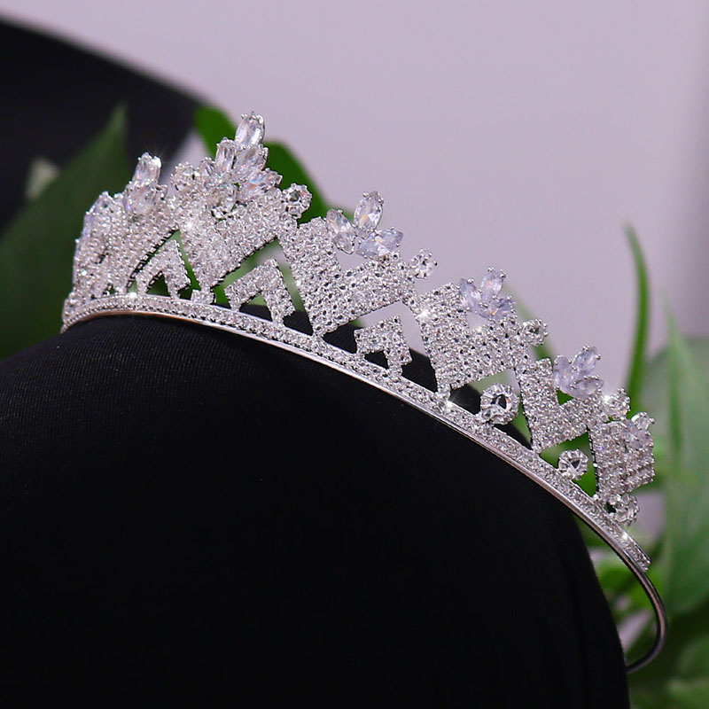 Micro-encrusted Zirconia Crystal Crown Vintage Simple Bridal Headdress Distributor