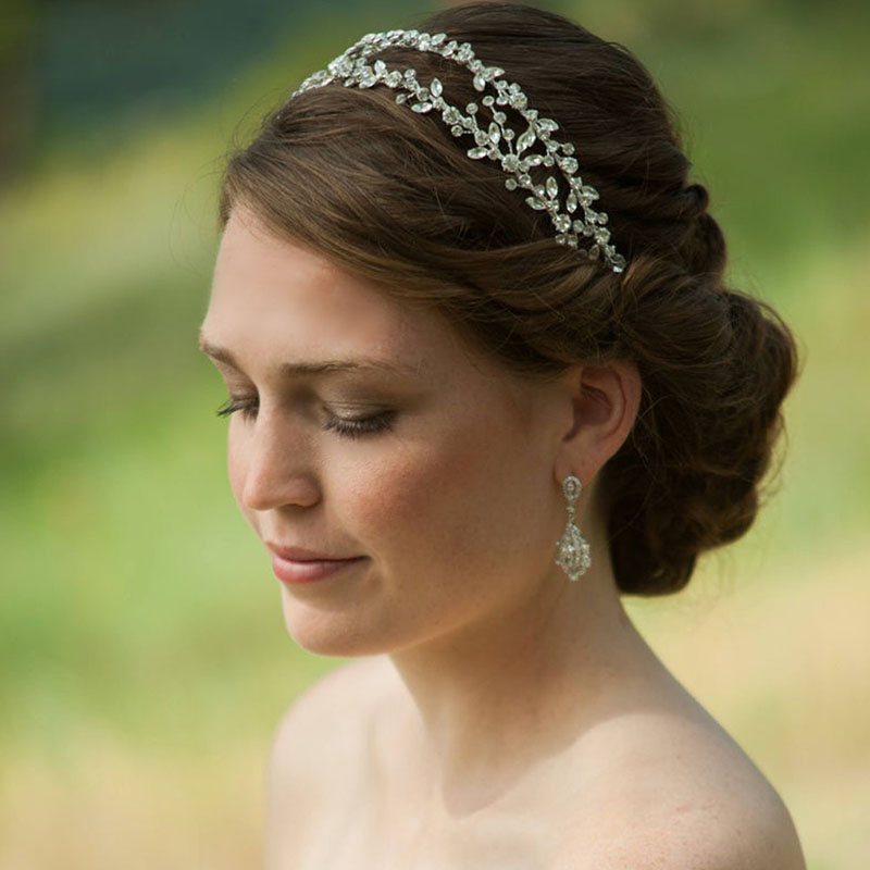 Fashion Flower Shape Crystal Headband Double Layer Bridal Hair Band Distributor