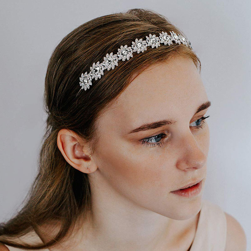 Selling Simple Flower Crystal Headband Bridal Jewelry Exquisite Versatile Wedding Hair Accessories Distributor