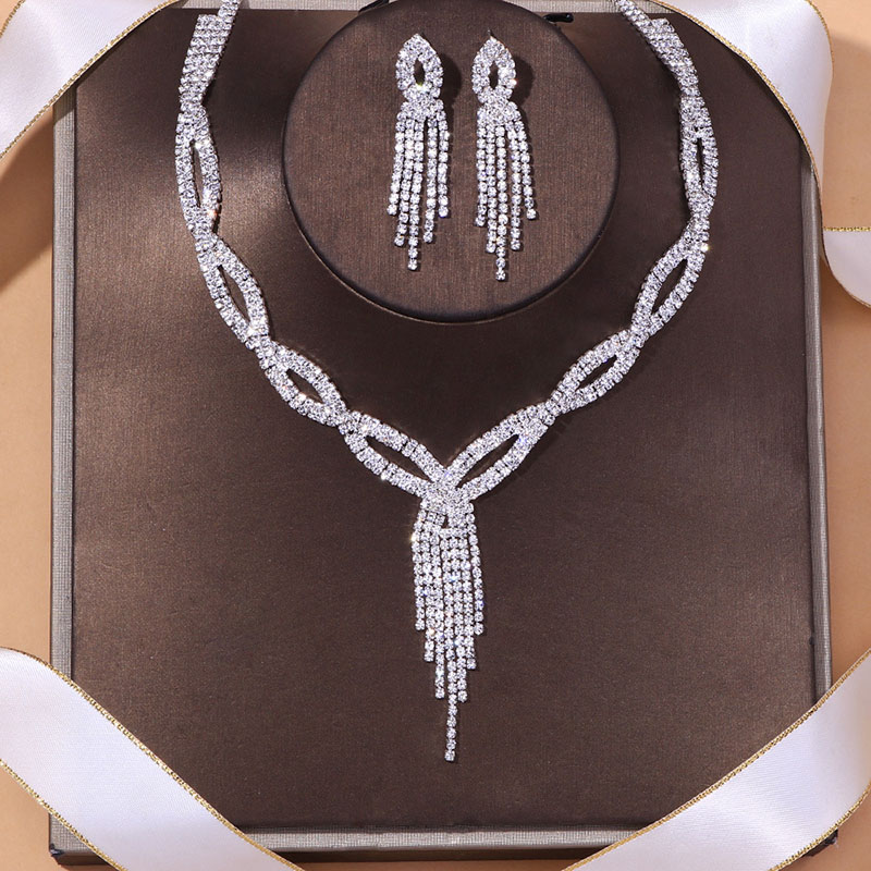 Simple Jewelry Two-piece Dress Accessory Matching Bridal Rhinestone Set Chain Distributor